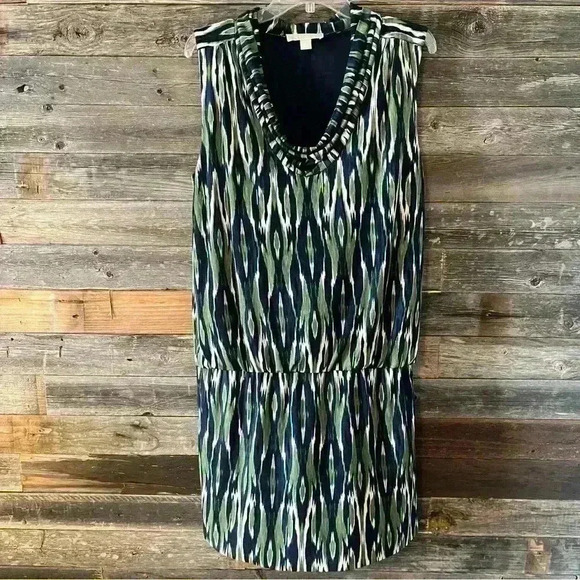 Michael Kors Blue Green Ikat Sleeveless Dress - Picture 1 of 9